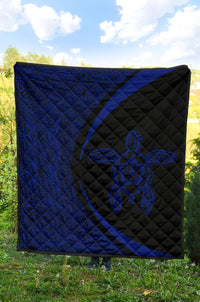 Hawaii Turtle Polynesian Blue Premium Quilt - Circle Style - Polynesian Pride
