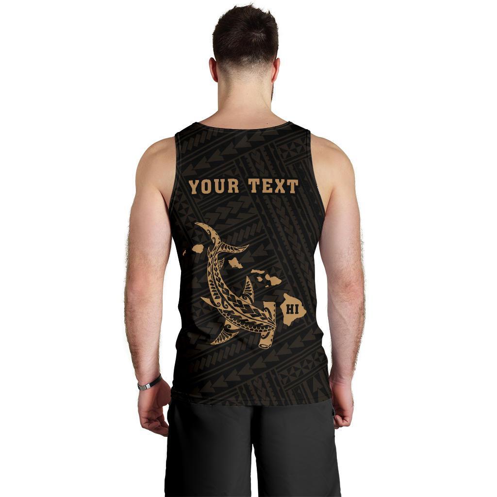 Hawaii Kakau Polynesian Hammerhead Shark Personalized Men's Tank Top - Gold - Polynesian Pride