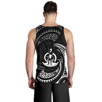 Vanuatu Polynesian Custom Personalised Men's Tank Top - White Tribal Wave - Polynesian Pride