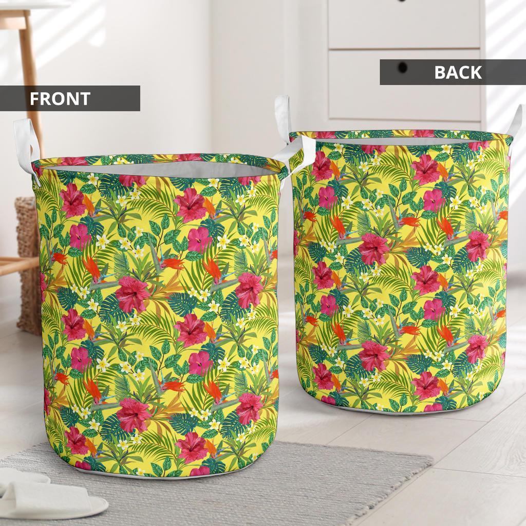 Hawaii Tropical Leaves And Flowers Hawaii Laundry Basket - Polynesian Pride