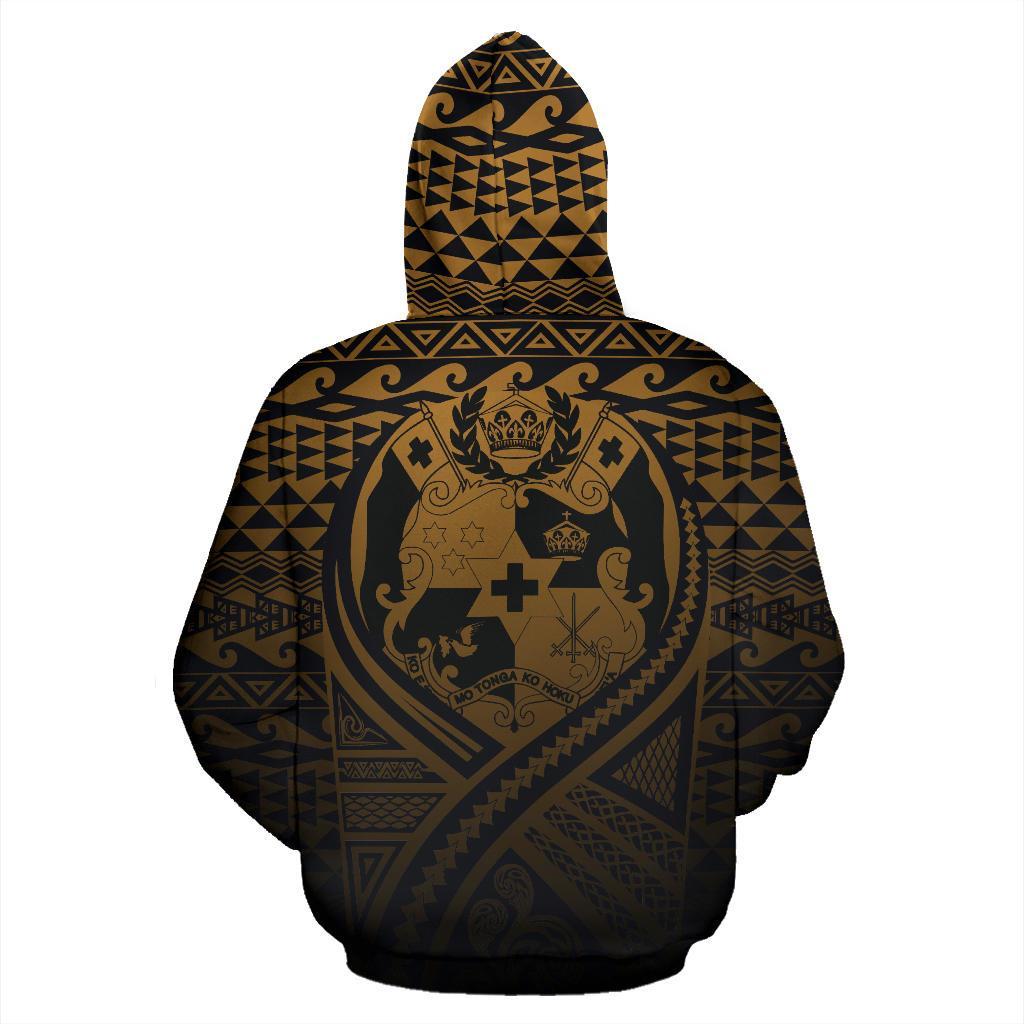 Tonga All Over Zip up Hoodie Lift up Gold - Polynesian Pride