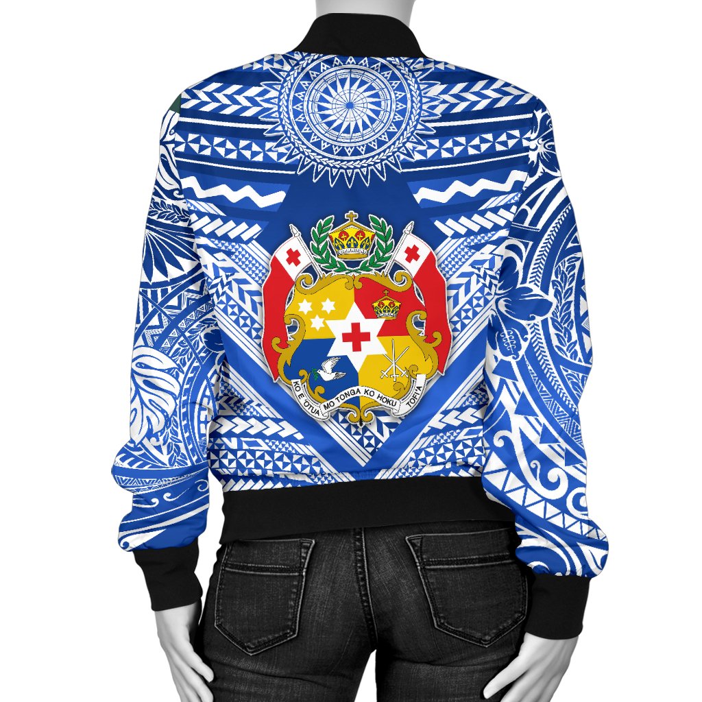 Mate Ma'a Tonga Rugby Women's Bomber Jacket Polynesian Creative Style - Blue - Polynesian Pride