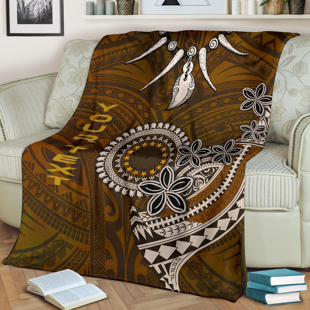 Cook Islands Custom Personalised Premium Blankets - Polynesian Boar Tusk White - Polynesian Pride