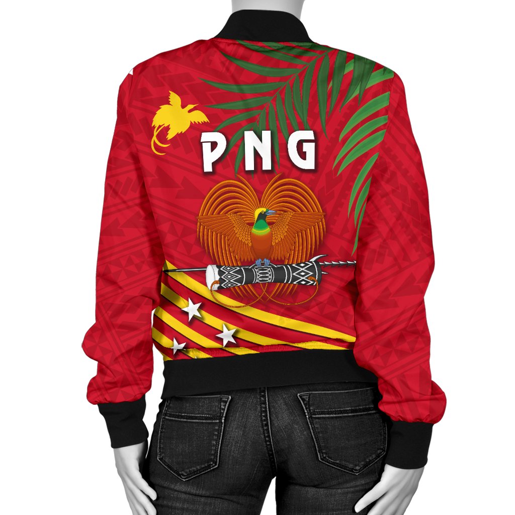 Papua New Guinea Rugby Women Bomber Jacket Coconut Leaves - The Kumuls - Polynesian Pride