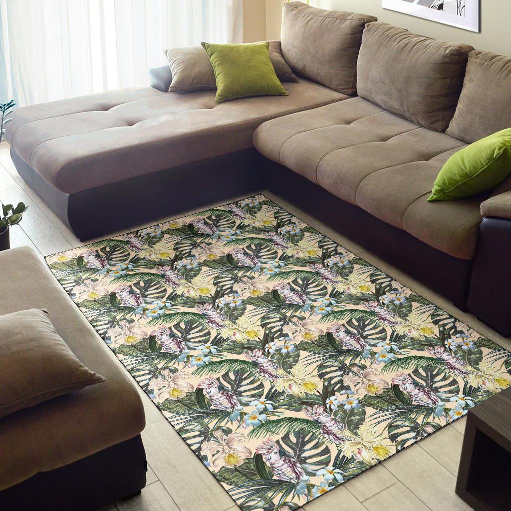 Tropical Jungle Parrots And Flamingos Rug - Polynesian Pride
