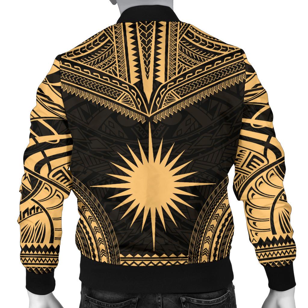 Marshall Islands Polynesian Chief Men's Bomber Jacket - Gold Version - Polynesian Pride