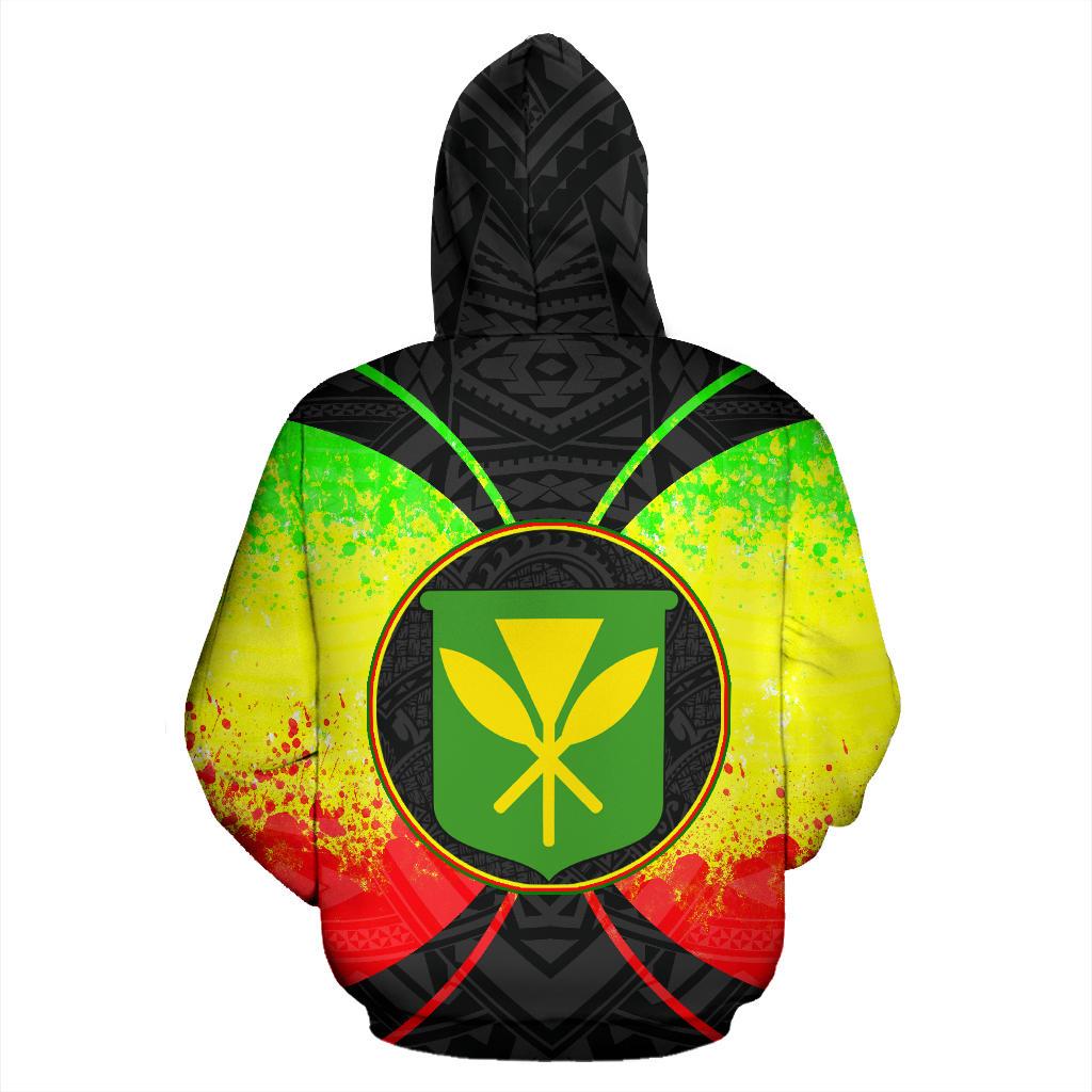 Hawaii Kanaka Maoli All Over Custom Zip up Hoodie Reggae Color Impact Style - Polynesian Pride