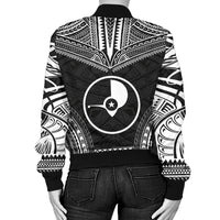 Yap Polynesian Chief Women'S Bomber Jacket - Black Version - Polynesian Pride