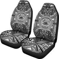 American Samoa Car Seat Cover - American Samoa Coat Of Arms Polynesian White Black - Polynesian Pride
