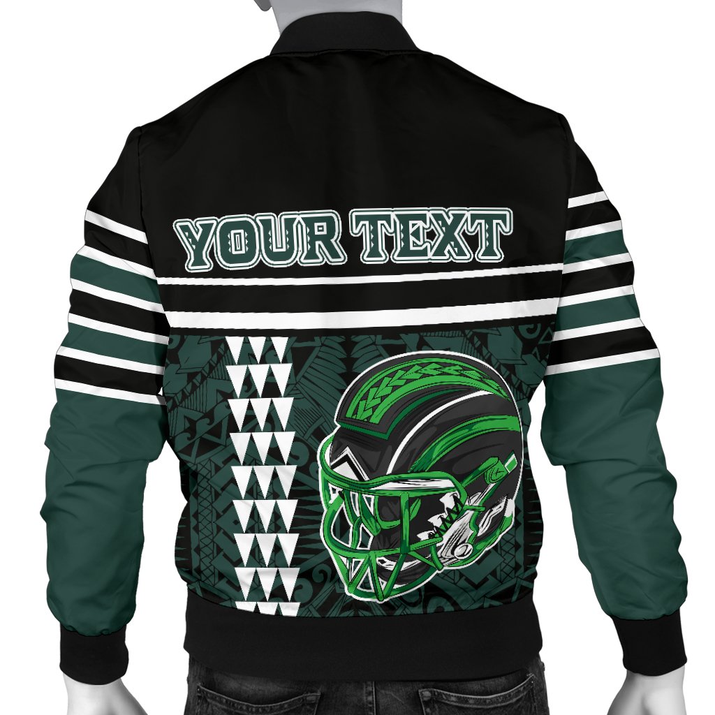 Personalised - Hawaii Kakau Polynesian Warrior Football Men's Bomber Jacket - Rainbow Style - Polynesian Pride