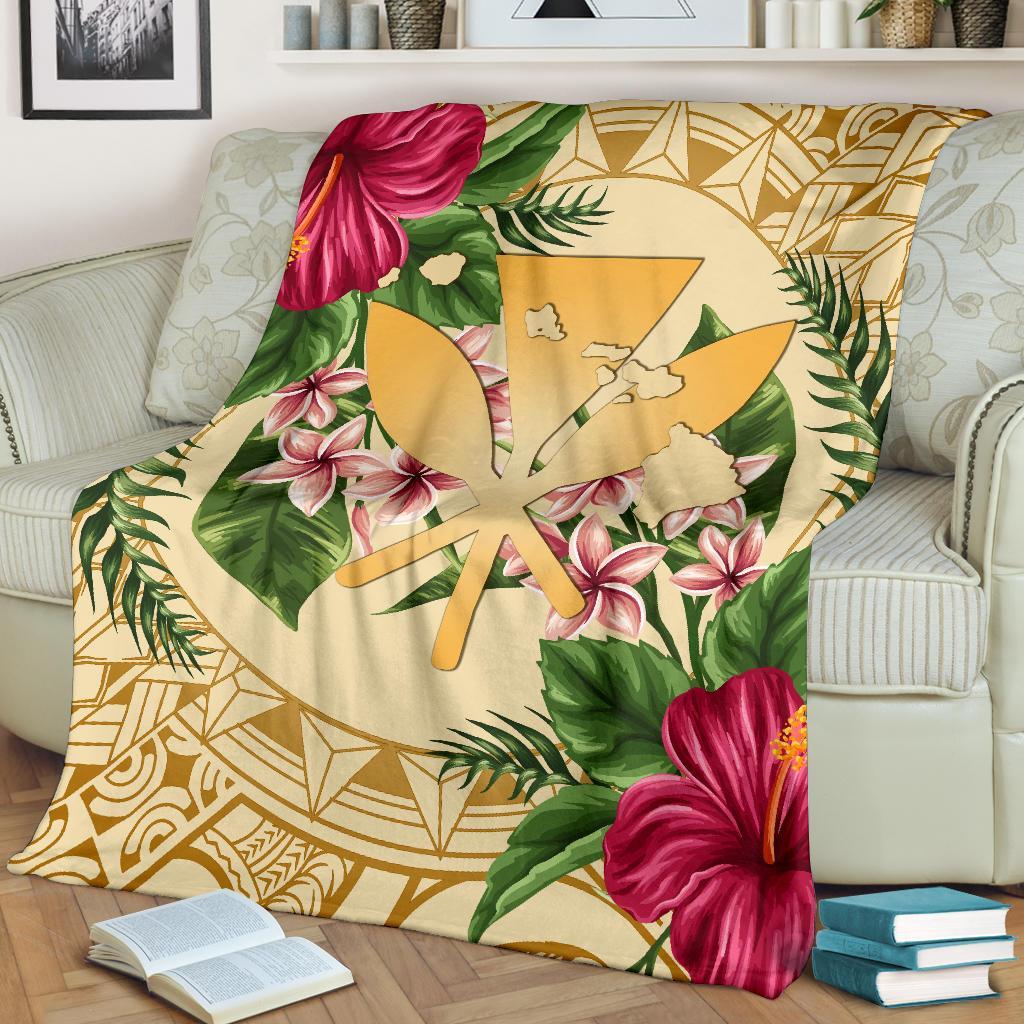 Hawaii Premium Blanket - Kanaka Maoli Premium Blanket Strong Pattern Hibiscus Plumeria AH - Polynesian Pride