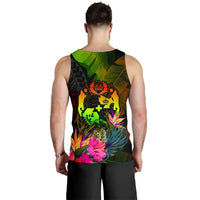 Tonga Polynesian Men's Tank Top - Hibiscus and Banana Leaves - Polynesian Pride