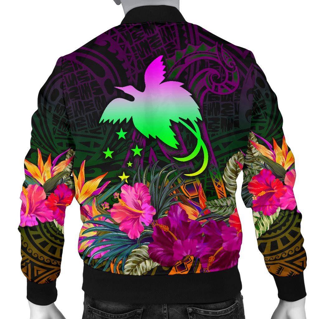 Papua New Guinea Men's Bomber Jacket - Summer Hibiscus - Polynesian Pride