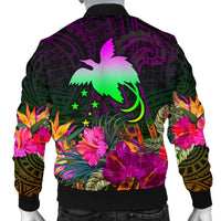 Papua New Guinea Men's Bomber Jacket - Summer Hibiscus - Polynesian Pride