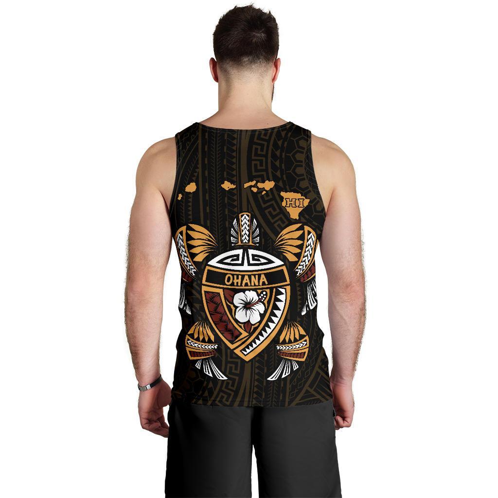 Hawaii Kakau Polynesian Turtle Map Men's Tank Top - Polynesian Pride