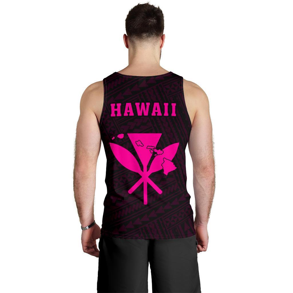 Hawaii Kakau Polynesian Kanaka Map Men's Tank Top - Pink - Polynesian Pride