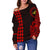 Hawaii Mauna Kea Polynesian Women's Off Shoulder Sweater - Red - Polynesian Pride