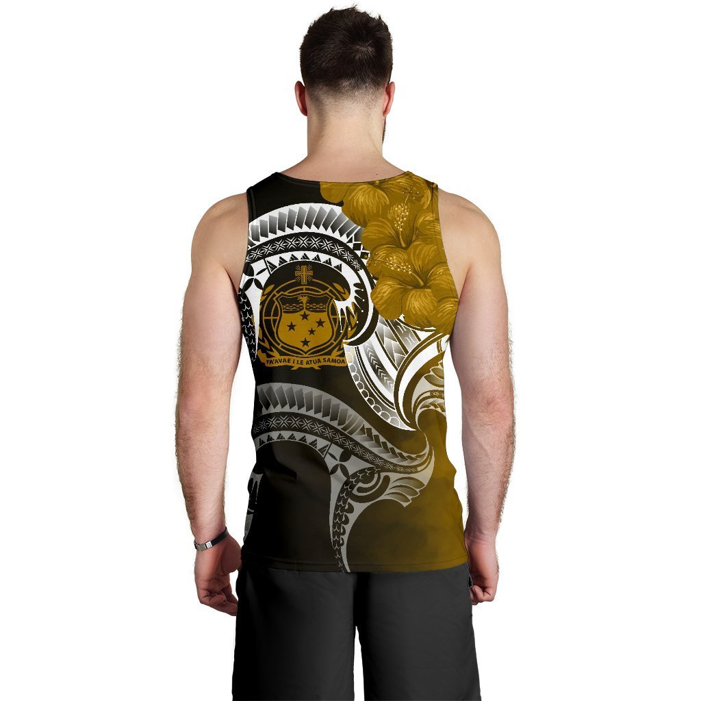 Samoa Custom Personalised Men's Tank Top - Samoa Seal Wave Style (Gold) - Polynesian Pride