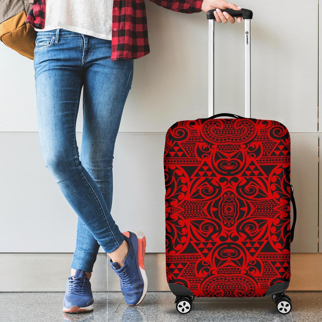 Polynesian Kakau Turtle Red Luggage Covers Red - Polynesian Pride