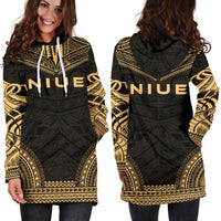 Niue Women's Hoodie Dress - Polynesian Gold Chief - Polynesian Pride