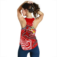Tonga Women's Racerback Tank - Red Shark Polynesian Tattoo - Polynesian Pride