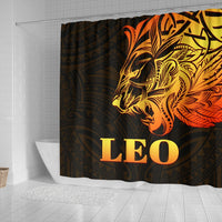 Sun In Leo Zodiac Shower Curtain Polynesian Tattoo Simple - Orange Black - Polynesian Pride