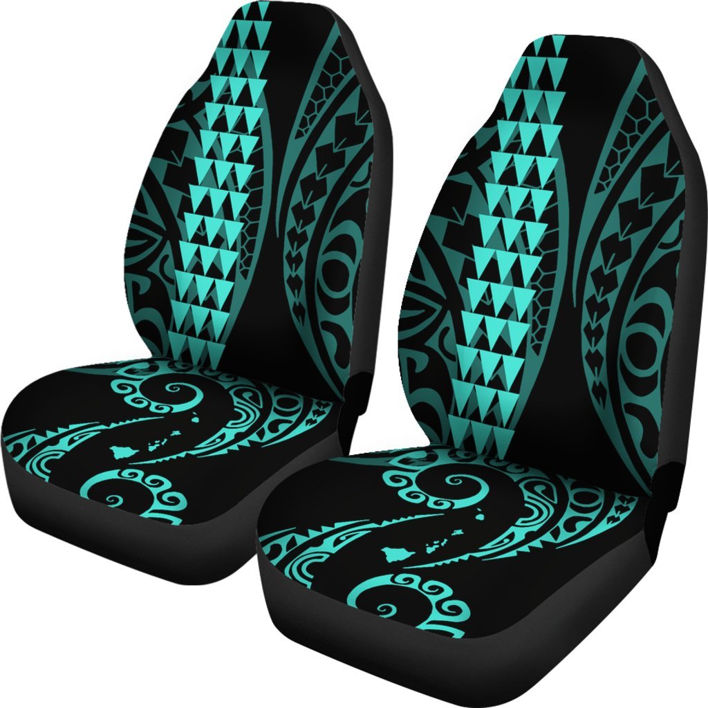Hawaii Kakau Turquoise Polynesian Car Seat Covers Universal Fit Turquoise - Polynesian Pride