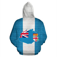 Fiji Polynesian All Over Zip up Hoodie Flag and Coat of Arm - Polynesian Pride