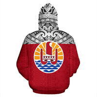 French Polynesia All Over Zip up Custom Hoodie Polynesian Style - Polynesian Pride
