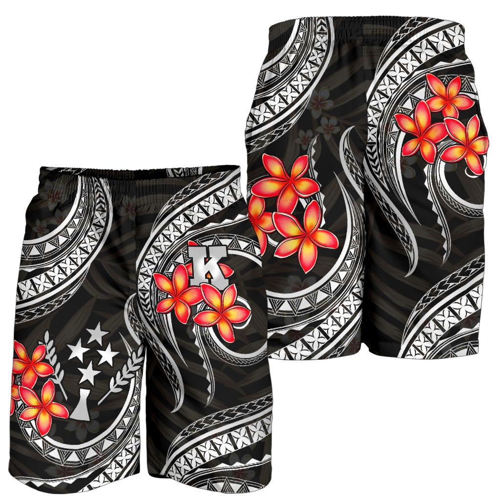 Kosrae Micronesian Men Shorts - Black Plumeria - Polynesian Pride