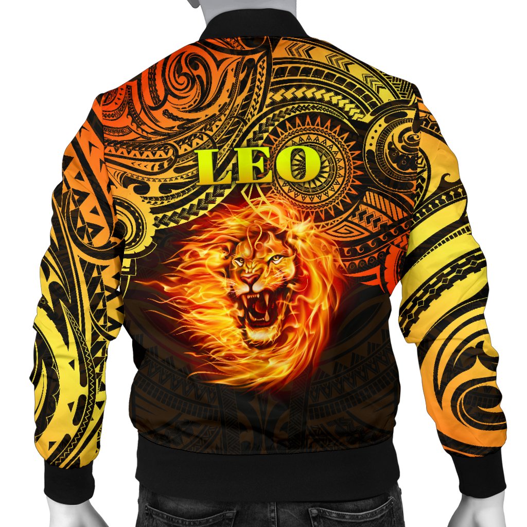 Sun In Leo Zodiac Men Bomber Jacket Polynesian Tattoo Unique Vibes - Polynesian Pride