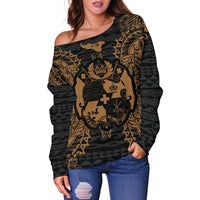 Tonga Polynesian Shoulder Sweater Map Gold - Polynesian Pride