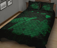 Hawaii Polynesian Hibiscus Turtle Map Quilt Bed Set - AH - Green - Polynesian Pride