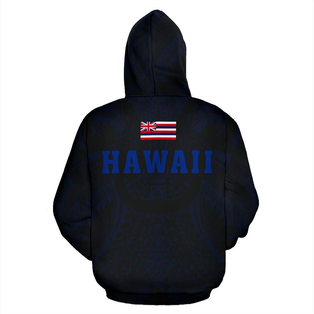 Polynesian Kamapuaa Flag of Hawaii Zip Hoodie Blue Hawaiian Mythology Style - Polynesian Pride