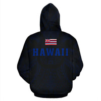 Polynesian Kamapuaa Flag of Hawaii Zip Hoodie Blue Hawaiian Mythology Style - Polynesian Pride