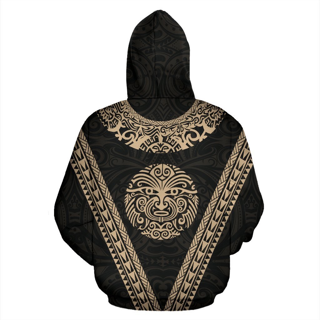 Maori Moko Tattoo Hoodie Golden - Polynesian Pride