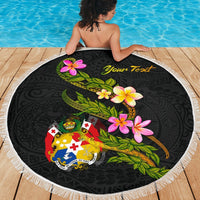 Tonga Custom Personalised Beach Blanket - Plumeria Tribal - Polynesian Pride