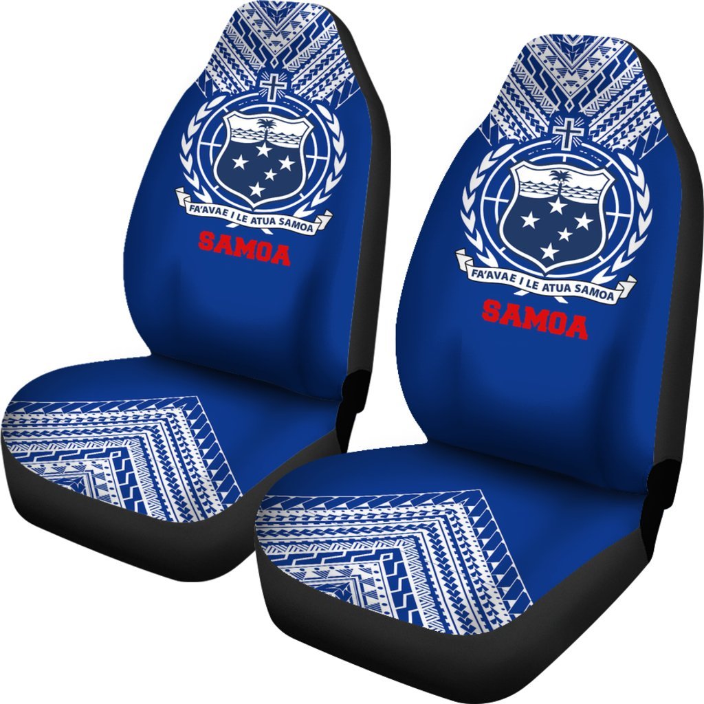 Samoa Car Seat Cover - Samoa Coat Of Arms Athletic Style - A0 Universal Fit Blue - Polynesian Pride