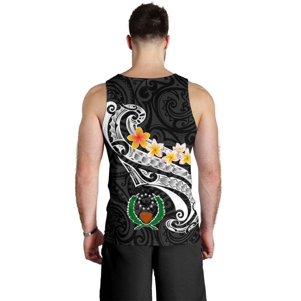 Pohnpei Men's Tank Top - Pohnpei Seal Polynesian Patterns Plumeria (Black) - Polynesian Pride