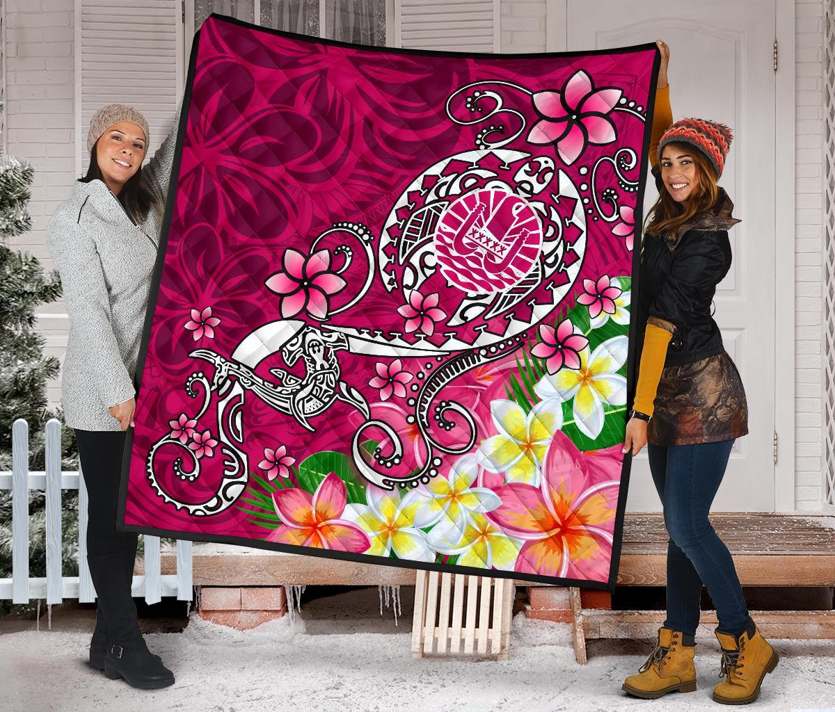 Tahiti Premium Quilt - Turtle Plumeria (Pink) - Polynesian Pride