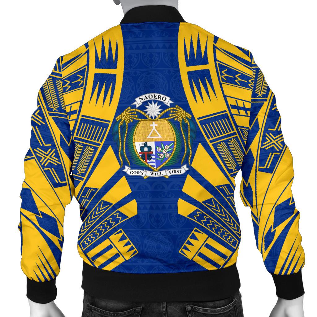 Nauru Men Bomber Jackets - Polynesian Tattoo Flag - Polynesian Pride