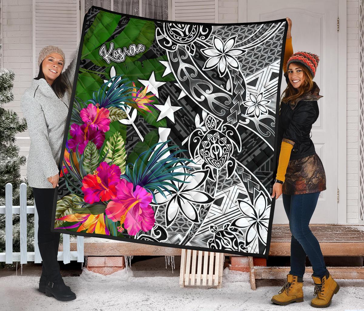 Kosrae Premium Quilt - Turtle Plumeria Banana Leaf - Polynesian Pride