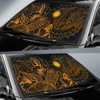 Marshall Islands Auto Sun Shades Turtle Hibiscus Gold - Polynesian Pride