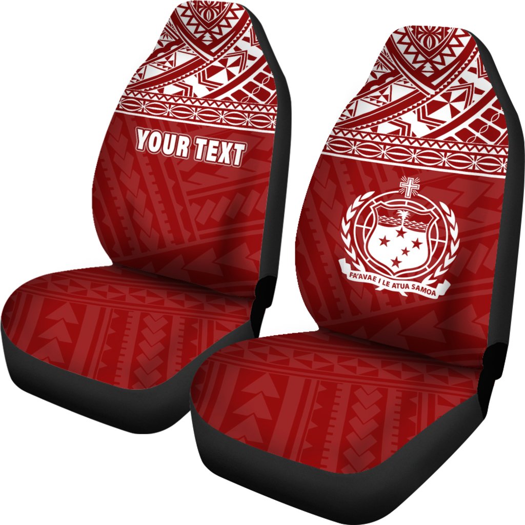 Samoa Custom Personalised Car Seat Covers - Samoa Coat Of Arms Polynesian Tattoo Red - Polynesian Pride