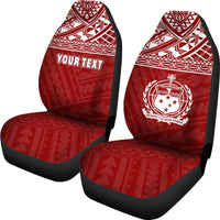 Samoa Custom Personalised Car Seat Covers - Samoa Coat Of Arms Polynesian Tattoo Red - Polynesian Pride