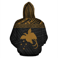 Papua New Guinea Polynesian All Over Custom Zip up Hoodie Gold Horizontal - Polynesian Pride