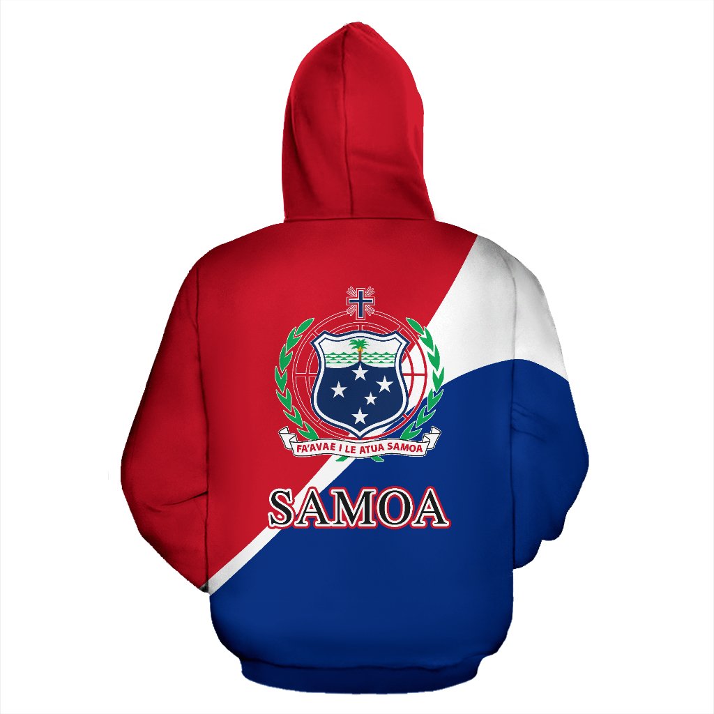 Samoa Flag All Over Zip up Hoodie Split Style - Polynesian Pride