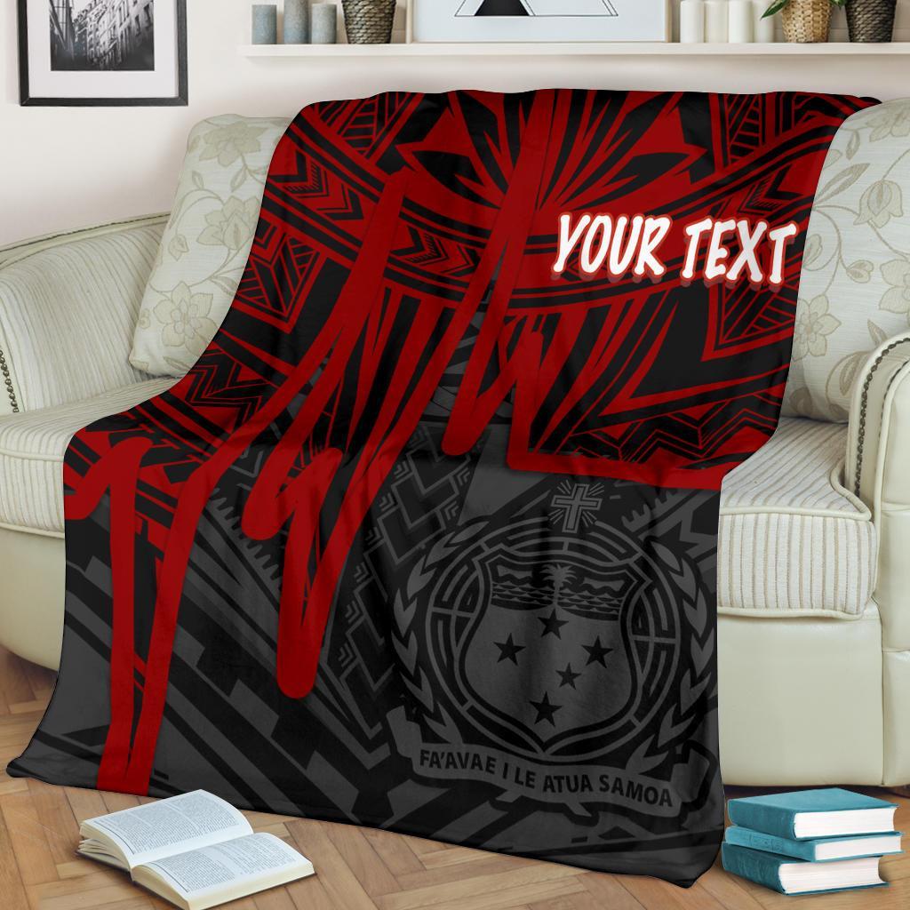 Samoa Personalised Premium Blanket - Samoa Seal With Polynesian Pattern In Heartbeat Style (Red) - Polynesian Pride