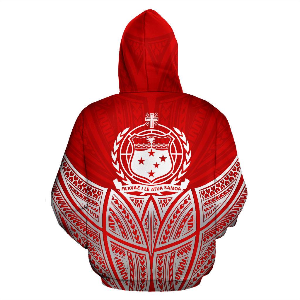 Samoa Polynesian Hoodie Red Pride Map nd Seal - Polynesian Pride
