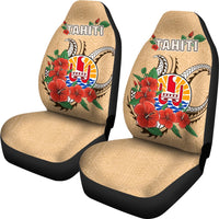 Tahiti Polynesian Car Seat Covers - Hibiscus Coat of Arm Beige - Polynesian Pride